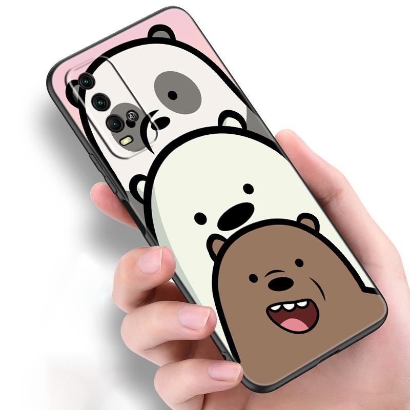 Niedliche Bär Panda Tier Silikon Handyhülle für Xiaomi Redmi Hinweis 11 10 9 8 Pro 11T 10T 10S 9S 8T 9 9A 9C 9T Schwarze Softcover
