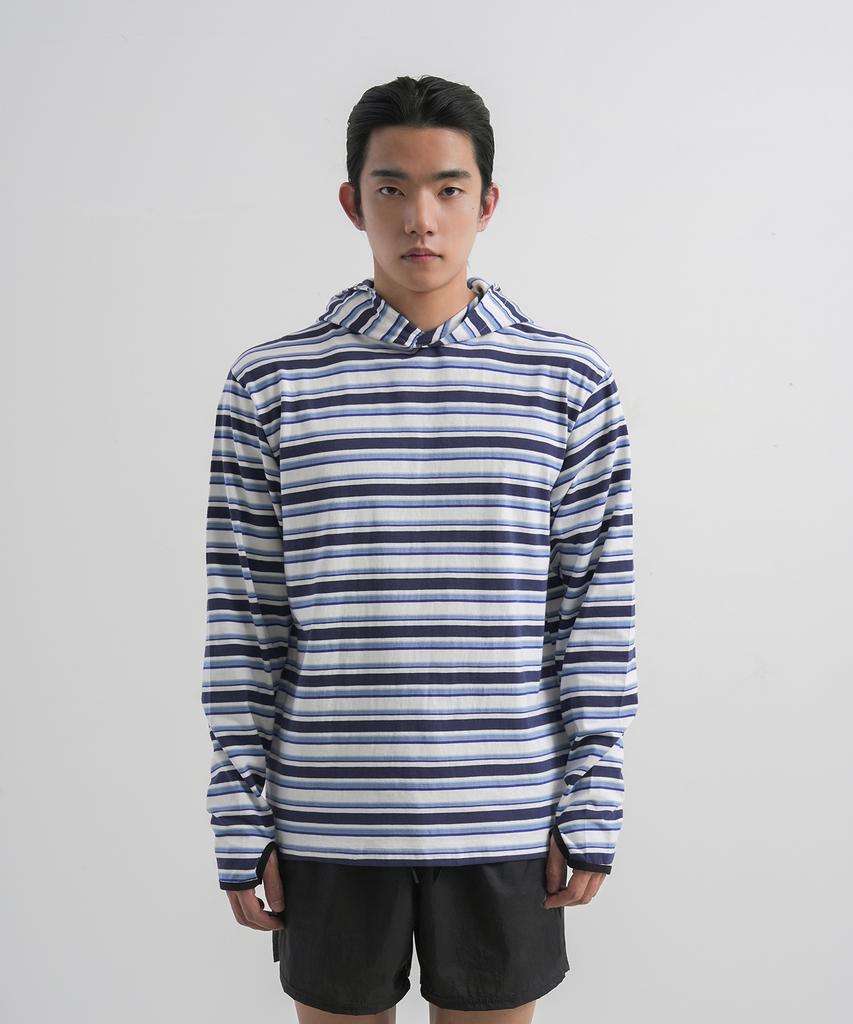 Circular Type Striped Hoodie (Sky Blue)