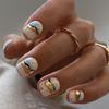 24Pcs Marble Gradient Gold Foil Long Coffin False Nails Full Cover Detachable Press On Nail Tips