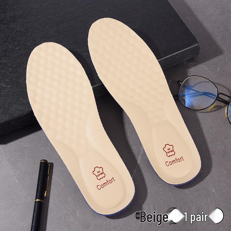 

Мужские стельки из натуральной коровьей кожи с амортизацией - Дышащие, Влагопоглощающие, Антибактериальные и Удобные. 45-46 бежевый