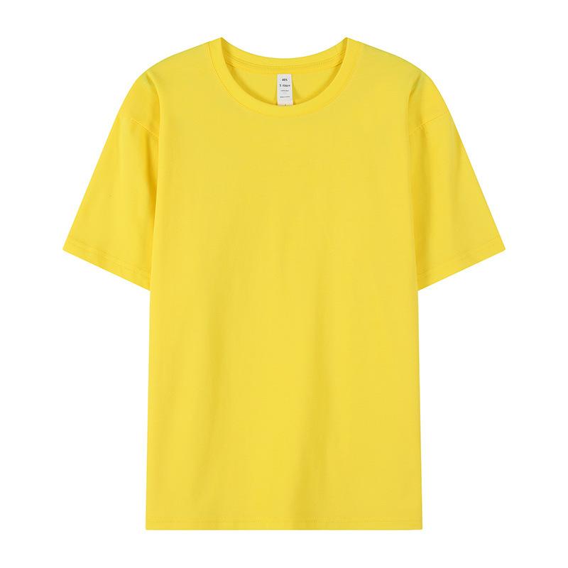 YPRS210g oversize double yarn pure cotton short-sleeved T-shirt for men and women, white heavy loose trendy bottoming shirt