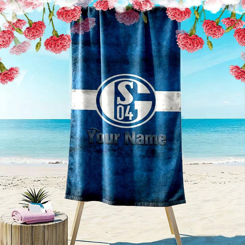 FC Schalke 04 Custom Name Print Beach Towel, Large Soft Quick Dry Towel for Beach Camping Swimming