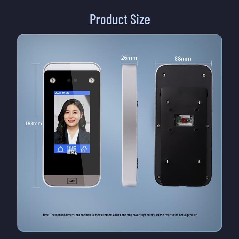 Realand Dynamic Facial Recognition Time Attendance & Access Control System CN plug (adapter included)