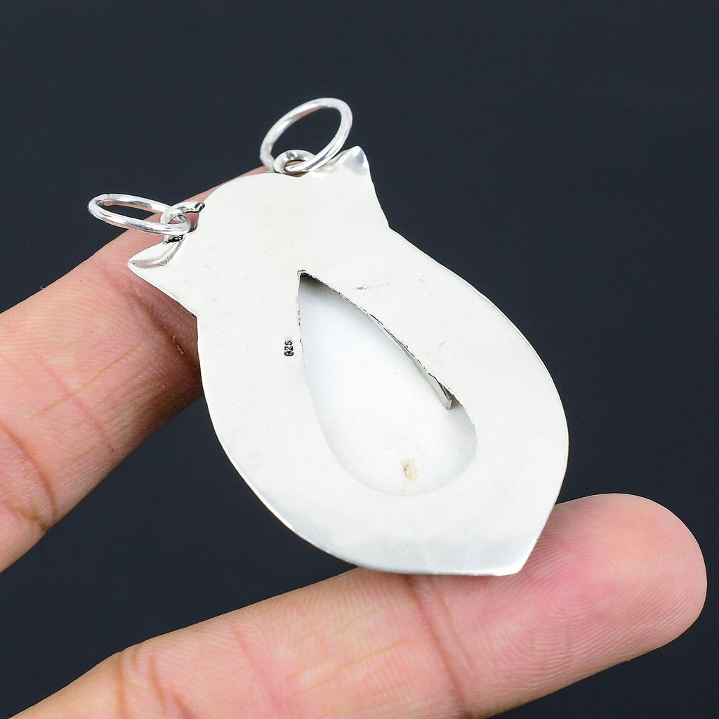 925 Sterling Silver Pear Scolecite Gemstone Engagement Unique Wedding Pendant