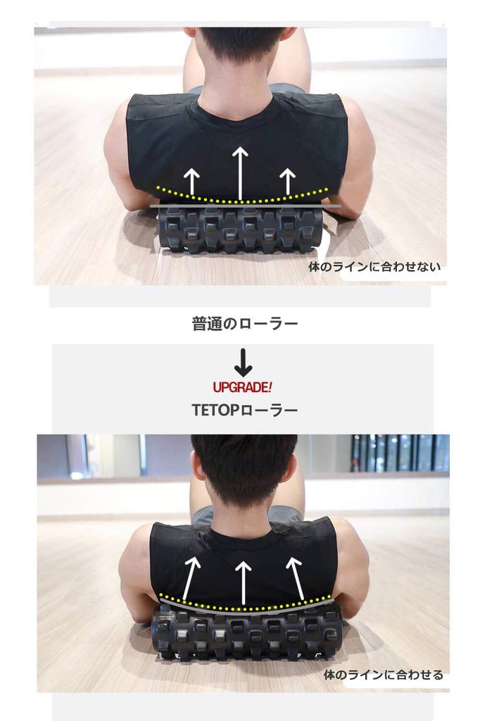 TETOP Foam Roller 40cm Black, Slim Solid Core Stretch Roller 600g for Self Massage, Yoga, Exercise and Training