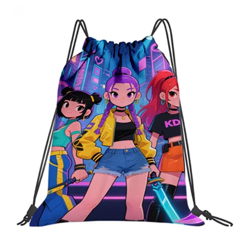 2026 Drawstring Fitness Bag Hunter Witch Team Sports Backpack Kpop Cartoon Storage Outdoor Daypack