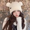 Cute Bear Knitted Wool Hat For Cycling Warm Cartoon Earmuffs Autumn And Winter