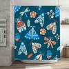 Colorful Butterfly Blue Floral Shower Curtain For Bathroom Decor Waterproof Anti-Mildew Fabric