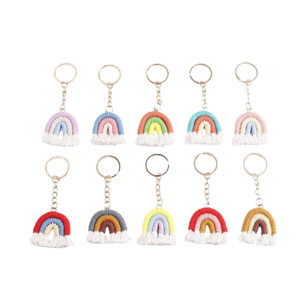 Handmade Knitted Rainbow Keychain Pendant Accessory
