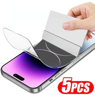 5Pcs Hydrogel Film For iPhone 15 14 Pro Max 8 7 Plus Full Cover Screen Protector For iPhone 13 12 Mini 11 PRO X XS MAX Not Glass