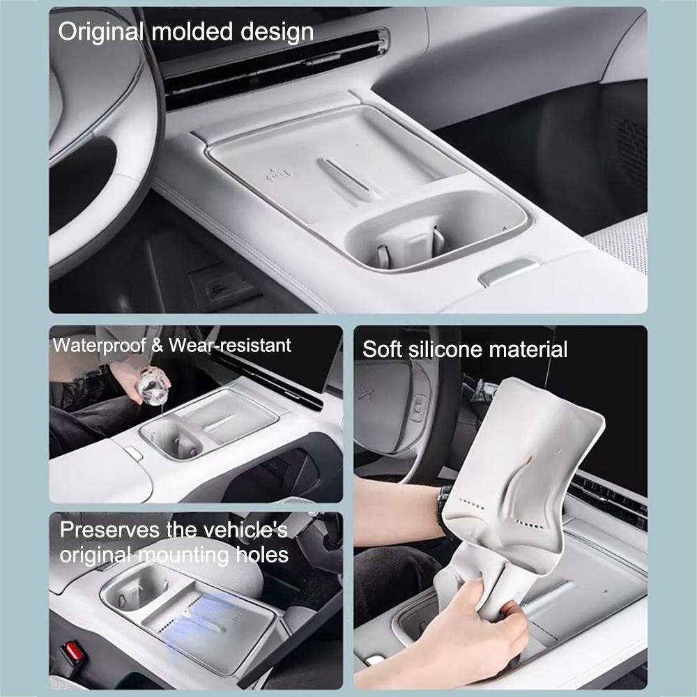 For XPeng G6 23-25 Center Console Wireless Charging Pad Silicone Cup Holder Mat Anti Slip Interior Modification Accessories