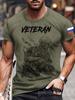Men's Olive Green Veteran T-Shirt with Russian Flag, Tactical Soldier Print, Patriotic Military Crew Neck Short Sleeve for Men