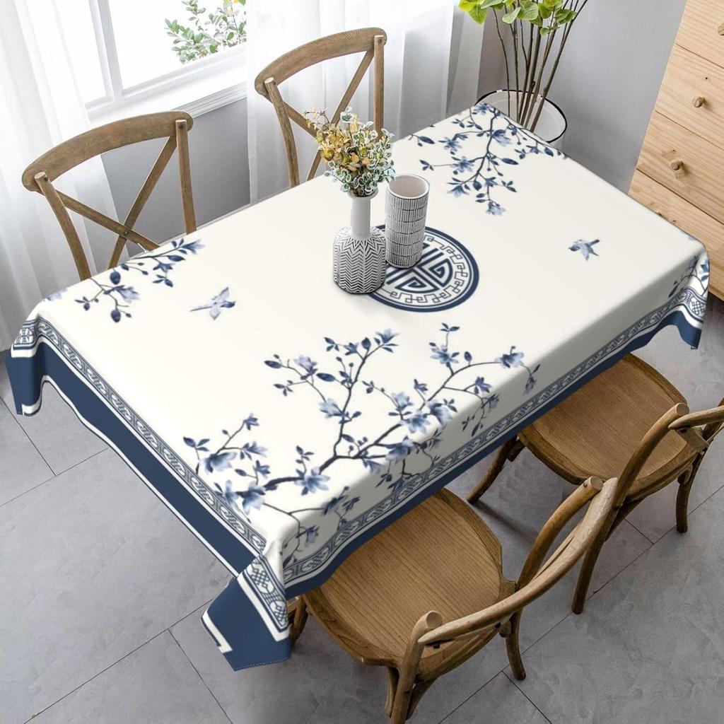 Ink Painting Style Rectangle Waterproof Tablecloth Table Decor Reusable Farmhouse Kitchen Dining Tablecloth Party Decor