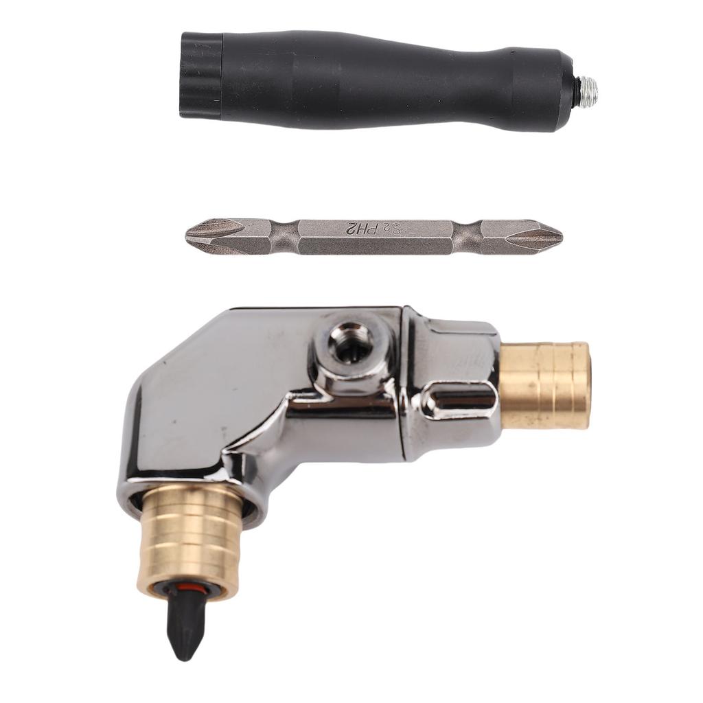 Right Angle Drill Attachment Set All Metal Body 90 Degree Drill Bit Corner Adapter with Cr V Handle for Impact Driver