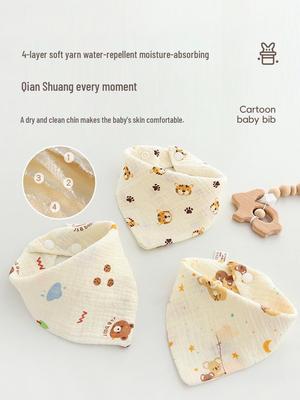 Gekräuselte Baumwollgaze Dreieck Baby Lätzchen & Spucktuch