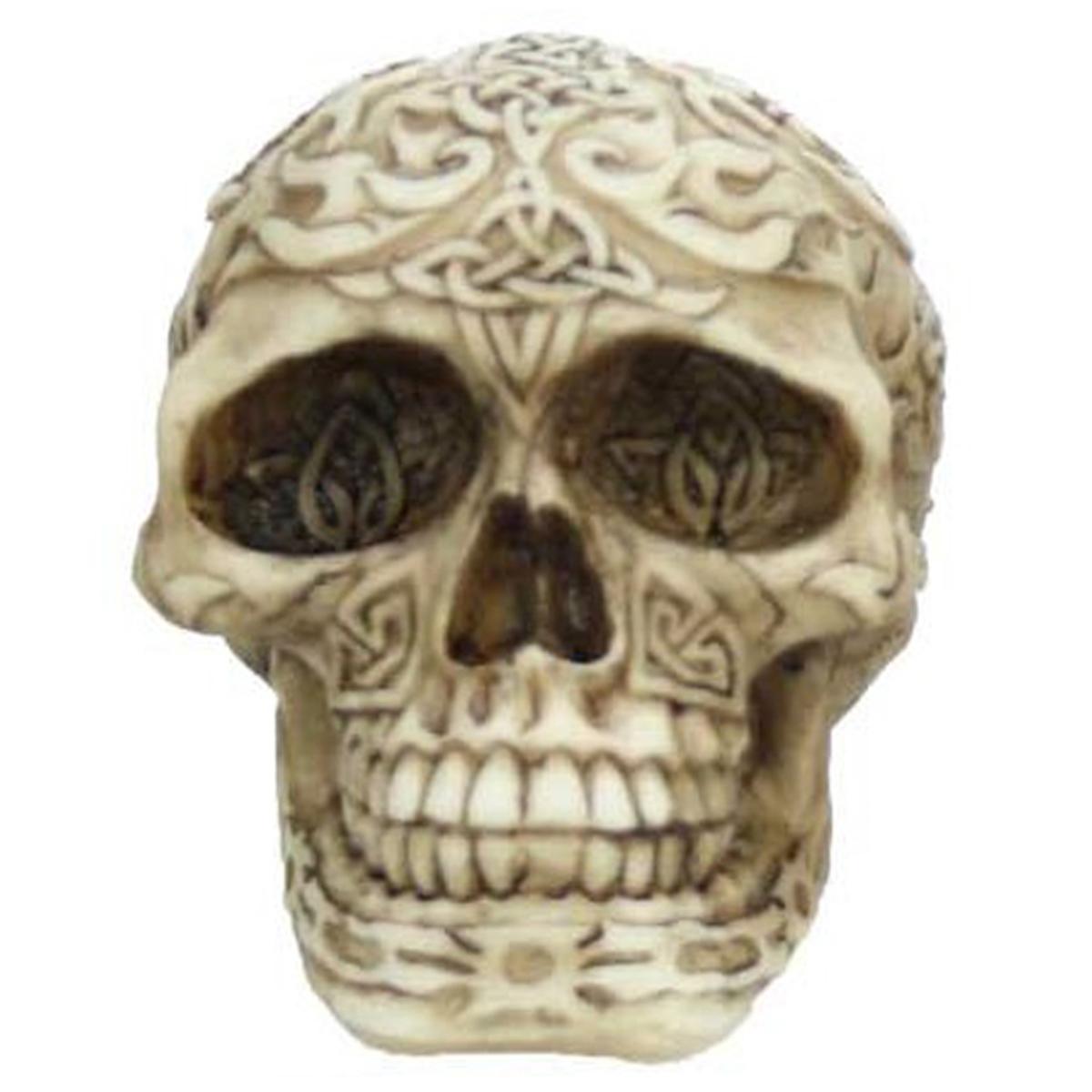 

Les Trésors De Lily [R6679] - Статуэтка из смолы Череп бежевого цвета (племенной кельтский) - 95x67x65 мм