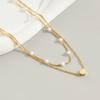 Vintage Multi Layered Pearl Heart Pendant Clavicle Necklace For Women