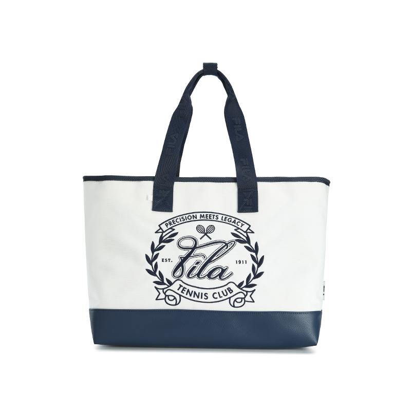 Fila Tennis Minimalist Classic Commuter Versatile Tote Bag Shopping Bag Fabric PU Handbag Unisex Tote Bags Jade-White A13U623132FWT Jade White