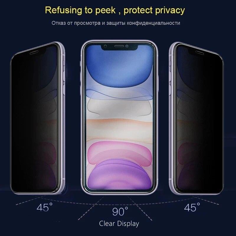 1/2Pcs Matte Privacy Anti-Peep Tempered Glass For iPhone 15 14 12 11 13 Pro Max 14 15 Plus Glass Frosted Screen Protectors Film 2