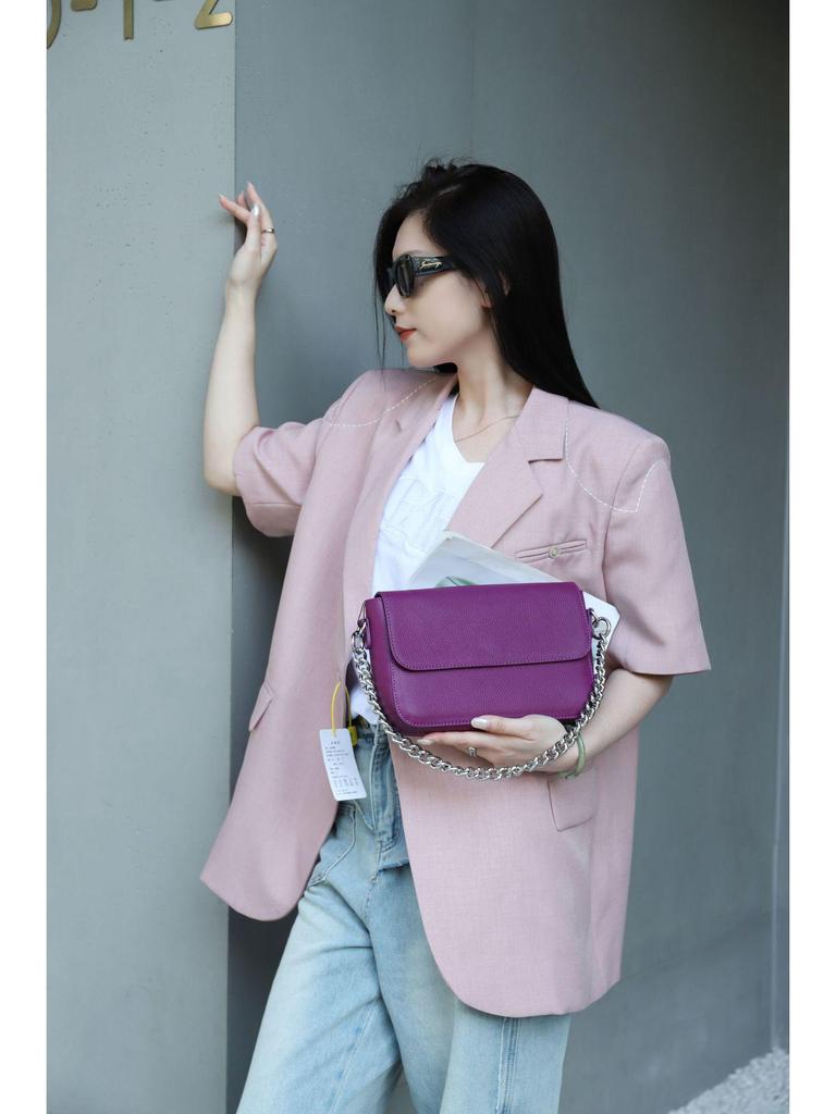 New Women’s Genuine Leather Chain Bag - High-End Spring/Summer Fashion Shoulder & Crossbody Underarm Bag