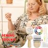 Mini Darning Loom,Mushroom Knit Patch Kit With 14 Hooks Small Weaving Loom 14 Pcs Large Eye Needles 50 Color Threads