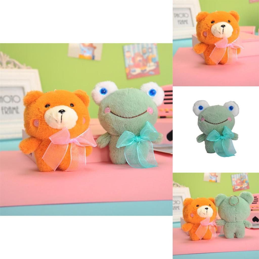 Soft Plush Bear Keychain Cute Frog Stuffed Animal Doll Machine Toy Bulk Gift