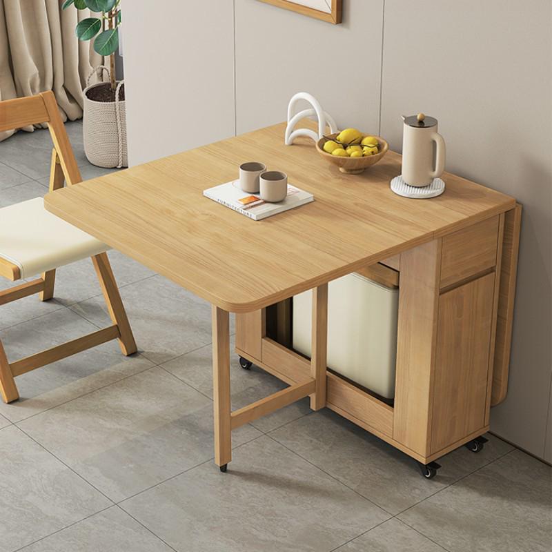 Zhigong Solid Wood Folding Dining Table and Chair Set for Apartments - Multifunctional, Movable Home Furniture