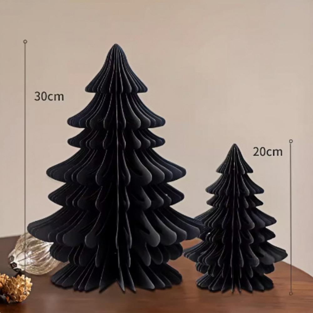 2pcs Trendy 20/30cm Christmas Tree Ornament 3D Paper Party Favers Mini Folding Xmas Tree Desktop Decor Handmade Honeycomb Ball