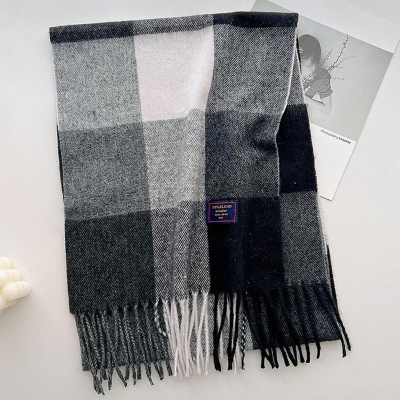 2024 Red Classic Plaid Women Scarf Imitation Cashmere Shawl Winter Thick Warm Neckerchief Foulard Echarpe Wrap Designer Lady