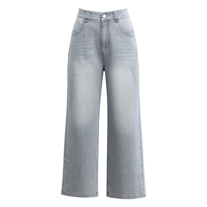 Yi Fei Women s Loose Denim Blue Straight-Leg Jeans - Summer 2026 Thin Nine-Point Casual Wide Leg. 31 серый