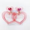 Minacute Clear Double Heart Earrings Q8485 (Pink) Size 5.5cm