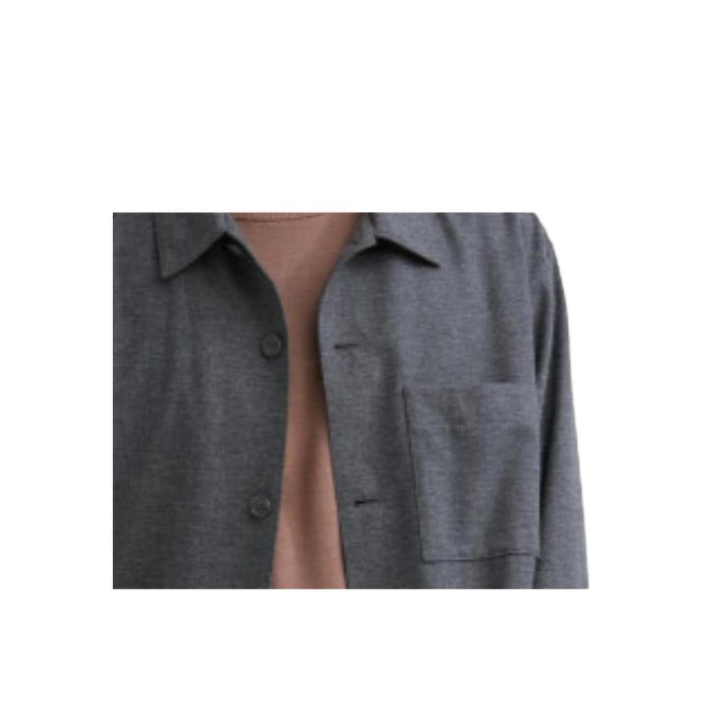 UNIQLO Solid Color Single-Breasted Loose Long Sleeve Shirt Unisex shirts Light-Gray 460691-05