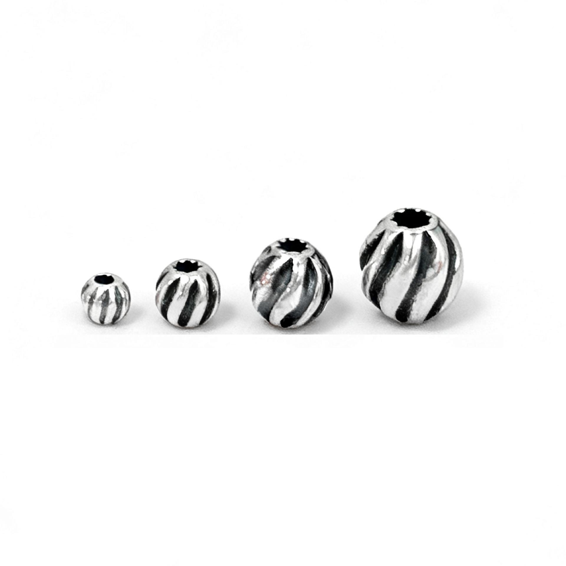 S925 Sterling Silver Twisted Watermelon Bead Spacer for DIY Jewelry 3mm each