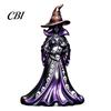 Gothic Home Decor Halloween Witch Figurine, Resin Black Cat Statue with Pumpkin, Retro Party Supplies Sculpture, Tabletop Ornament for Display