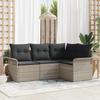 Garden Sofa Set with Cushions 4 Pcs Light Grey Poly Rattan