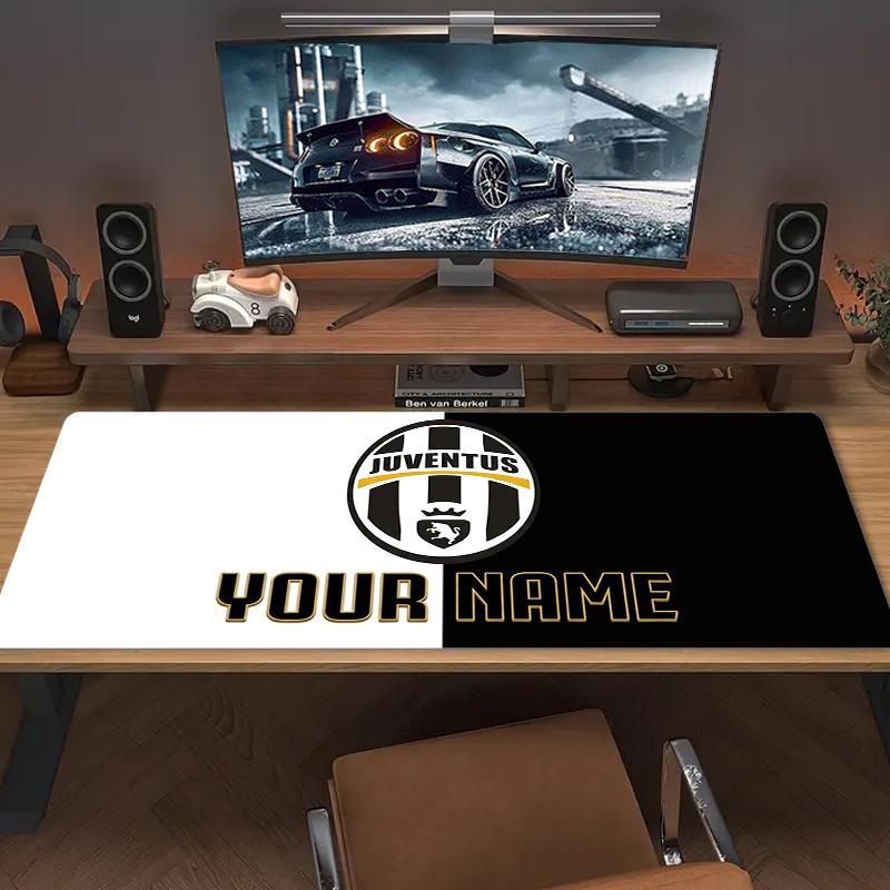 Custom Name Juventus Fc Mouse Pad Large Gaming Table Cushion Nonslip Laptop Tablet Big Mousepad Xxl Mat Mini Pc Playmat With Lock Edge
