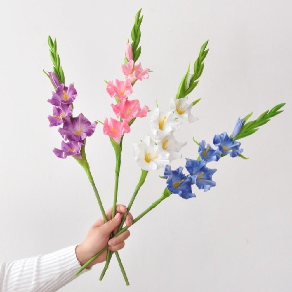 PU Material Artificial Gladiolus Branches Purple Gladiolus Bouquet Art PU Fake Flowers  DIY Crafts