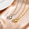 Gold Plated Heart Pendant Necklace for Women, Waterproof Stainless Steel Clavicle Chain Necklace, Minimalist Fashion Jewelry