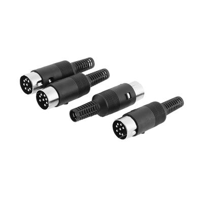 ACROPIX מחבר כבל הלחמה זכר ידית פלסטיק מתאם DIN 8 פינים שחור 4 יחידות