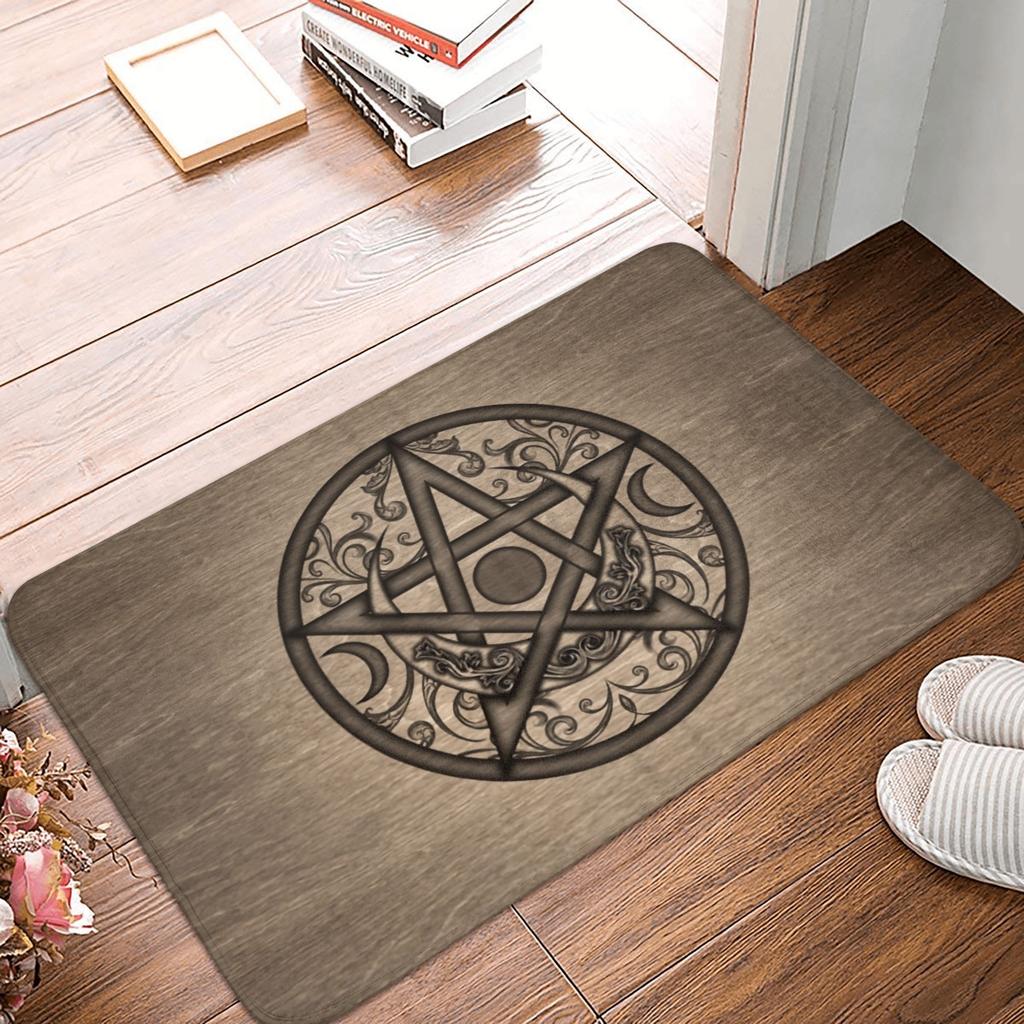 Triple Moon Goddess Doormat Mat Anti-Slip Pentagram Pagan Wiccan Kitchen Bath Balcony Rug Carpet 40*60cm