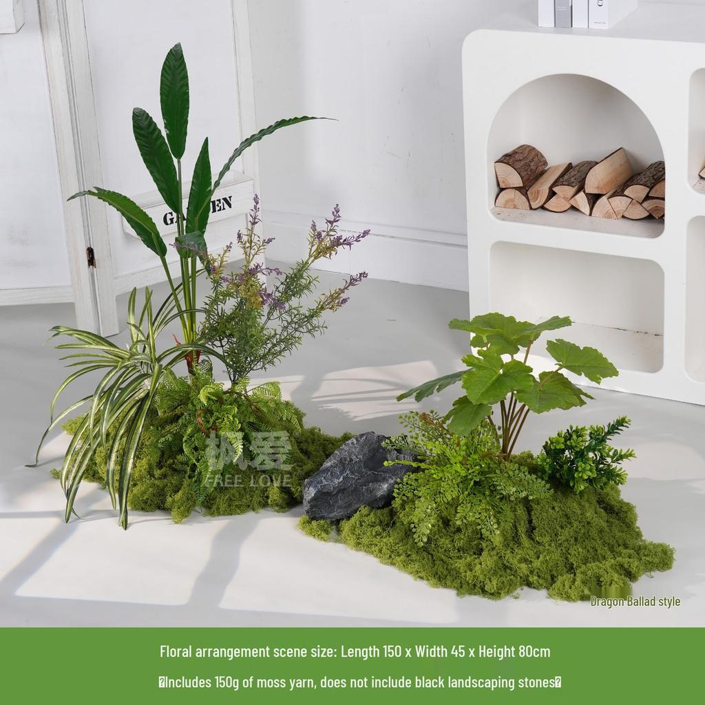 Luxury Faux Green Plant and Flower Decor - Indoor Moss and Grass Clusters for Elegant Landscaping.