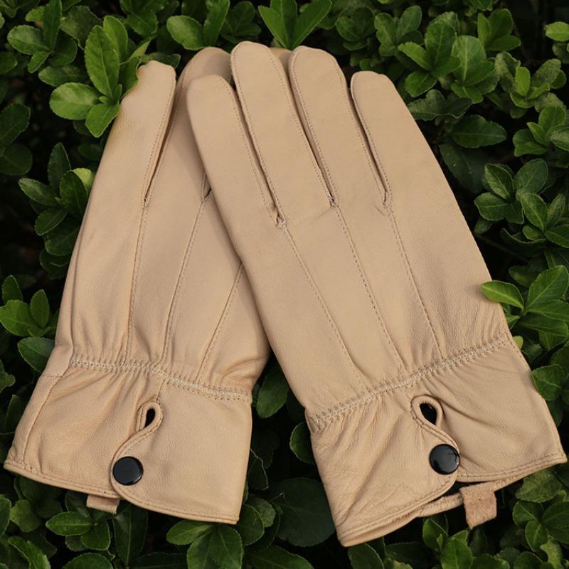 New autumn and winter women's sheepskin gloves colored warm and fleece cold-proof outdoor riding full finger leather gloves winter