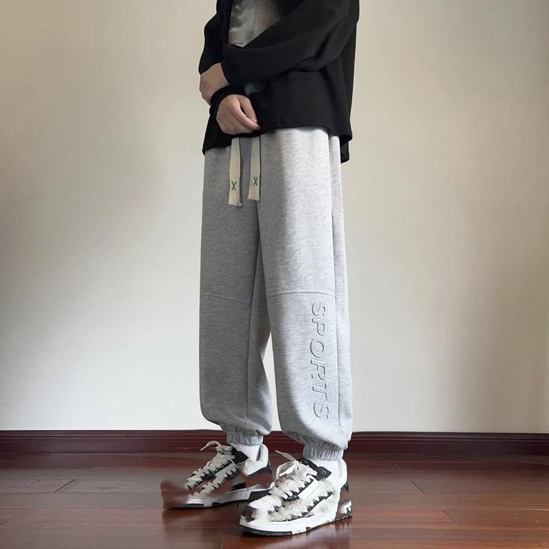 

Драпирующиеся спортивные брюки до щиколотки Свободные Осенние Американский бренд Спортивные Повседневные брюки L серый