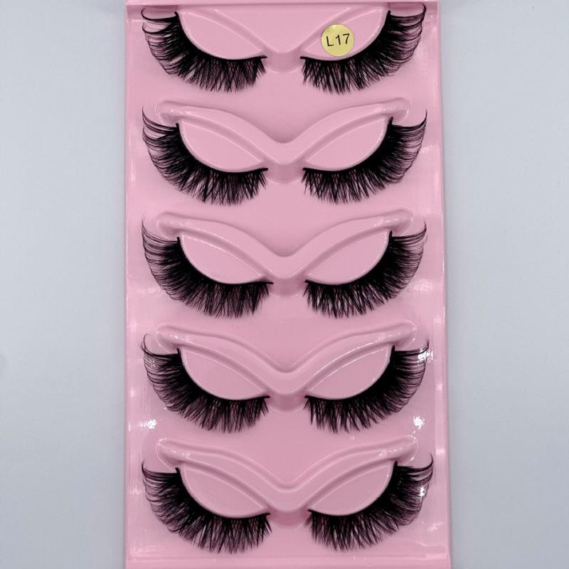 Makeup 5 Pairs Cat Eye Lashes Faux Eyelashes  Eye Elongated False Eyelashes