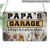2D Flat 1pc Papa's Garage Aluminium Sign 8x12" - Rustic Garage Wall Decor, Fathers Day Gift, Tools & Gloves Design