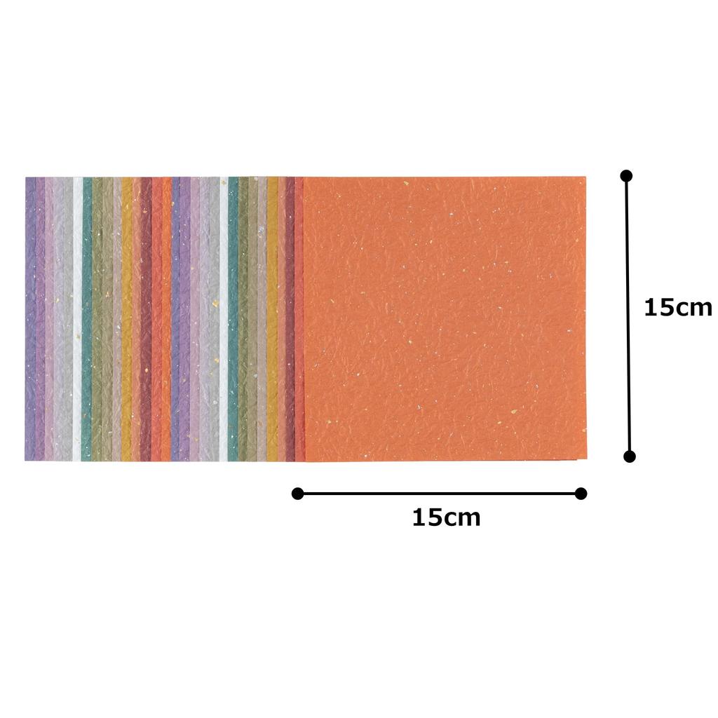 Washi Kawasumi Japanese Crumpled Washi Paper with Gold and Silver 15 30 Sheets Colors Sprinkles, 15cm, Colors,