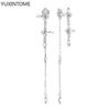925 Silver Needle Long Chain Stud Earrings For Women Exquisite Zircon Geometric Tassel Pendant Earrings Luxury Jewelry