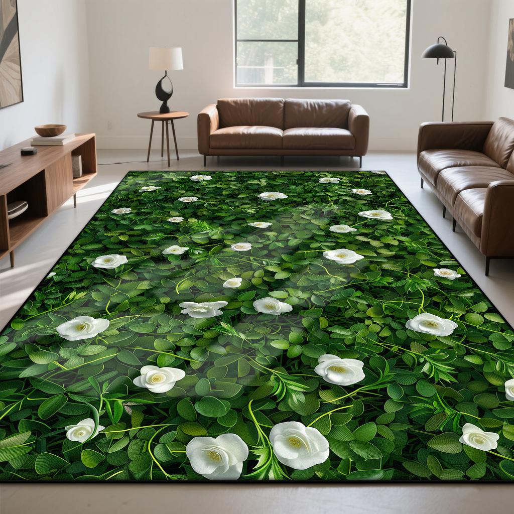 3D Green Leisure Natural Carpet Living Room Modern Plant Pattern Room Decoration Aesthetic Lounge Rug Non-slip Entrance Door Mat
