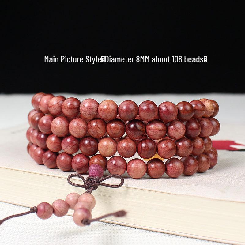 Cypress Hand String 2.0: Fragrant Wood Buddhist Beads Bracelet for Couples, 108 Red Blood Skin Cypress Beads