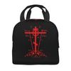 Calvary Cross Christian Orthodox Monastic Symbol Portable Lunch Box for Women Waterproof Thermal Cooler Food Insulated Lunch Bag